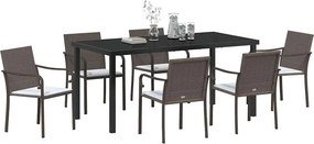 vidaXL Σέτ φαγητού για κήπο 7 pcs Καφέ και Μαύρο Ράτα PE
