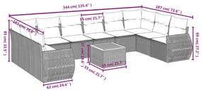 vidaXL Σαλόνι Κήπου Σετ 11 τεμ. Μπεζ Συνθετικό Ρατάν με Μαξιλάρια