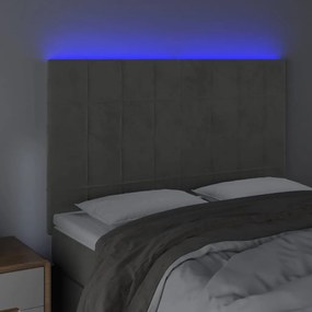 Κεφαλάρι Κρεβατιού LED Ανοιχτό Γκρι 144x5x118/128 εκ. Βελούδινο 3122472