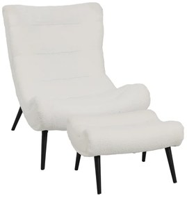 Intrahome Πολυθρόνα με υποπόδιο Silla Intrahome μπουκλέ ύφασμα σε λευκή απόχρωση 97x80x100εκ | SKU: INTRAPA-221111106