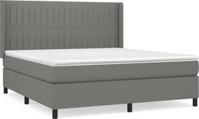 vidaXL Κρεβάτι Boxspring με Στρώμα Σκούρο Γκρι 180x200 εκ Υφασμάτιν