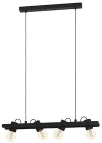 Eglo Plimsoll Μοντέρνο Κρεμαστό Φωτιστικό Πολύφωτο Ράγα για 4 Λαμπτήρες E27 σε Μαύρο Χρώμα 43848