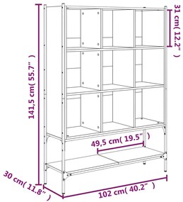 Βιβλιοθήκη Καπνιστή Δρυς 102x30x141,5εκ. από Επεξεργασμένο Ξύλο - Καφέ