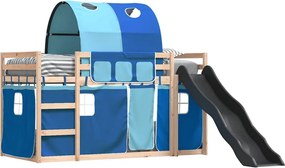 vidaXL Κουκέτα με Τσουλήθρα και Κουρτίνες Μπλε 80x200 εκ.