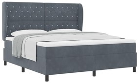 vidaXL Κρεβάτι με Στρώμα Στήριξης Σκούρο Γκρι 180x200 εκ. Βελούδο