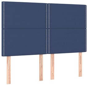 vidaXL Κρεβάτι Boxspring με Στρώμα Μπλε 140x190 εκ. Υφασμάτινο