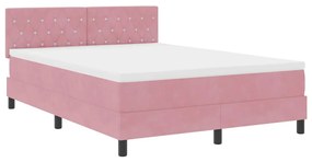 vidaXL Κρεβάτι με ελατήρια με στρώμα Ροζ 160 x 200 cm Βελούδο