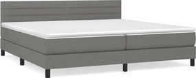 vidaXL Κρεβάτι Boxspring με Στρώμα Σκούρο Γκρι 200x200 εκ. Υφασμάτινο