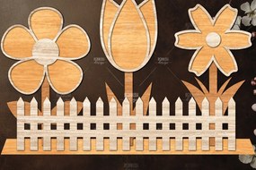 Intra απο ξύλο plywood 3mm-4mm πάχος - Διακόσμηση βάσης λουλουδιών με λέιζερ Δίασταση 20x20 cm INTRAFABR-121977951