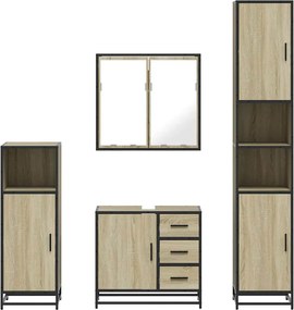vidaXL Σετ Επίπλων Μπάνιου 4 Τεμαχίων Sonoma Δρυς Επεξεργασμένο Ξύλο