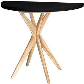 Τραπέζι Επεκτεινόμενο Jubi JUBITLEXHRBLACK Φ100x75cm Natural-Black Mdf, Wood