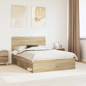 vidaXL Σκελετός Κρεβατιού Sonoma Δρυς 140 x 190 cm