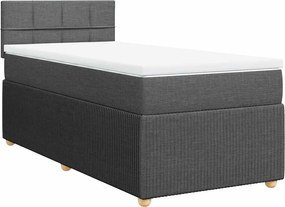 vidaXL Κρεβάτι Boxspring με Στρώμα Σκούρο Γκρι 90x190 εκ. Υφασμάτινο