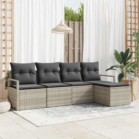 vidaXL Σετ Καναπέ Κήπου 5 pcs Ανοιχτό γκρι Πολυ ράταν