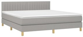 vidaXL Κρεβάτι Boxspring με Στρώμα &amp; LED Αν.Γκρι 160x200 εκ Υφασμάτινο