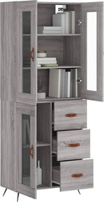 vidaXL Ντουλάπι Γκρι Sonoma 69,5 x 34 x 180 εκ. Επεξεργασμένο Ξύλο