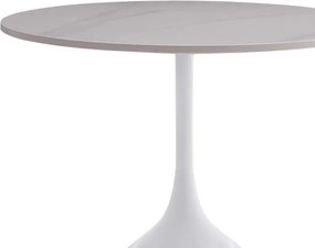 Βοηθητικό τραπέζι Kousien Inart λευκό sintered stone Φ50x60εκ