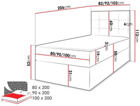 Επενδυμένο κρεβάτι Cineplex-Gkri Skouro-80 x 200