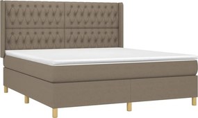 vidaXL Κρεβάτι Boxspring με Στρώμα Taupe 180x200 εκ. Υφασμάτινο