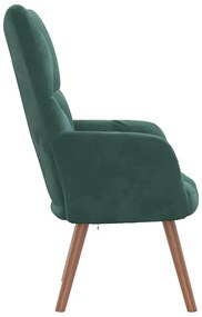 vidaXL Πολυθρόνα Relax Σκούρο Πράσινο Βελούδινη