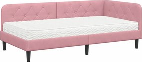 vidaXL Κρεβάτι Γωνίας Ροζ 100 x 200 cm Βελούδο