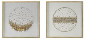Artekko Mosaic Διακοσμητικός Πίνακας Ξύλο Γυαλί Λευκό Χρυσό (70x70x3)cm Σετ/2 Artekko 82892