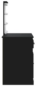 vidaXL Μπουντουάρ με LED Φώτα Μαύρο 90 x 42 x 132,5 εκ.