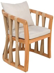 Πολυθρόνα Morani σκελετός teak ξύλο και ύφασμα σε φυσική απόχρωση 61x66x75εκ 58x66x75 εκ.