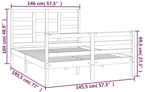 vidaXL Πλαίσιο Κρεβατιού Γκρι 140 x 190 εκ. από Μασίφ Ξύλο