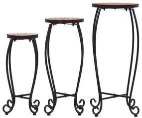 vidaXL Τραπέζια «Μωσαϊκό» 3 Τεμ. Χρώμα Τερακότα Κεραμικά