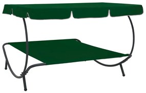 Ξαπλώστρα - Κρεβάτι Διπλή Πράσινη με Σκίαστρο - Πράσινο