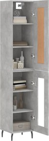 vidaXL Ντουλάπι Γκρι Σκυροδέματος 34,5x34x180 εκ. Επεξεργασμένο Ξύλο