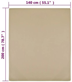 vidaXL Σεντόνι με Λάστιχο Taupe 140x200 εκ. Βαμβακερό Ζέρσεϊ