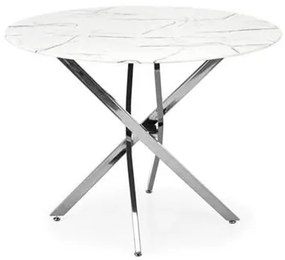 RAYMOND 2 table, white marble / silver