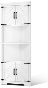 VEVOR 68&quot; Corner Storage Cabinet with 4 Wooden Doors &amp; Adjustable Shelves White