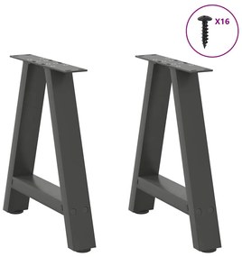 vidaXL Πόδια Τραπεζιού Σαλονιού Σχήματος Α 2 τεμ. Ανθρακί 38x(42-43) εκ. Ατσάλι