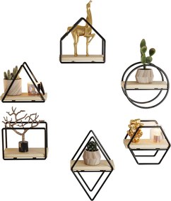 Wall Shelf Minyatür Raflar 6'lı Set Gold
Black