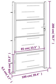 Πόρτα Περίφραξης Κήπου 100 x 200 εκ. από Ανοξείδωτο Ατσάλι - Ασήμι