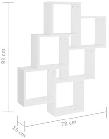 vidaXL Ραφιέρα Τοίχου με Κύβους Λευκή 78 x 15 x 93 εκ. από Επεξ. Ξύλο