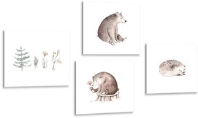 Σετ εικόνων ζώα του δάσους σε μινιμαλιστικό στυλ - 4x 40x40