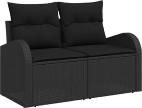 vidaXL Σετ Καναπέ 8 τμχ. Μαύρο 55 x 55 x 37 εκ Πολυ-ρακί και Χάλυβας