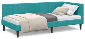 vidaXL Κρεβάτι Γωνίας με κεφαλάρι Τιρκουάζ 90 x 200 cm Βελούδο