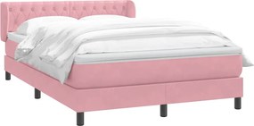 vidaXL Κρεβάτι Boxspring με Στρώμα Ροζ 140x210 εκ. Βελούδινο
