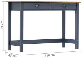 Κονσόλα Hill Γκρι 2 Συρτάρια Γκρι 110x45x74εκ Μασίφ Ξύλο Πεύκου - Γκρι