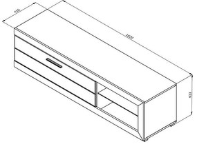 Έπιπλο Τηλεόρασης Remo Γκρί Δρύς - Λευκή Λάκα 162x41x43 εκ. 162x41x43 εκ.