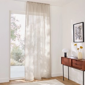 Λινή διαφανής κουρτίνα με πιέτες και κύματα, ONEGA