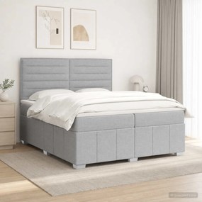 vidaXL Κρεβάτι box spring με στρώμα Ανοιχτό γκρι 200 x 200 cm Ύφασμα