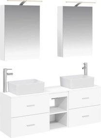 vidaXL Σετ Επίπλων Μπάνιου 5 pcs Λευκό Επεξεργασμένο Ξύλο και Γυαλί