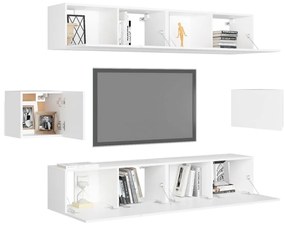 vidaXL Έπιπλα Τηλεόρασης Σετ 6 Τεμαχίων Λευκό από Επεξ. Ξύλο
