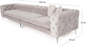 Τετραθέσιος Καναπές Ανοιχτό Γκρι DOTOSE 90x344x72
